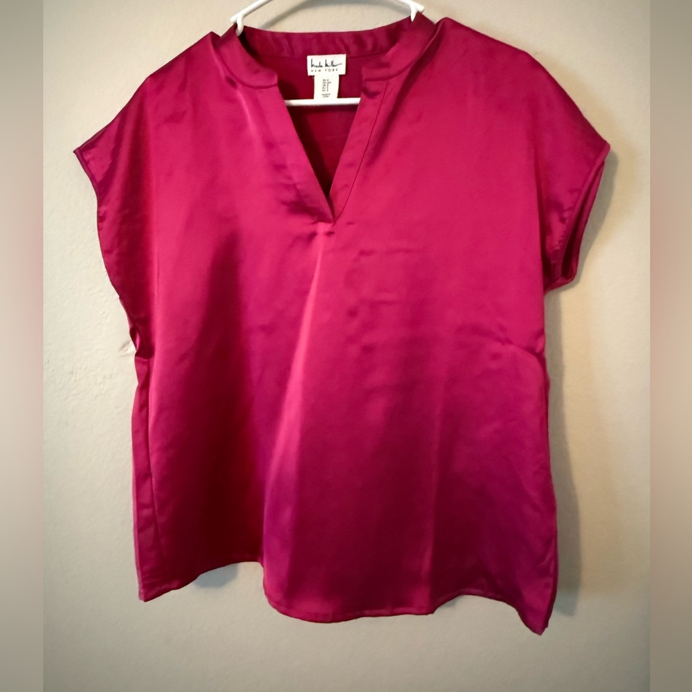 Nicole Miller Fuchsia Satin Blouse